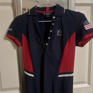 Ariat Womens' USA Polo in Navy and Red